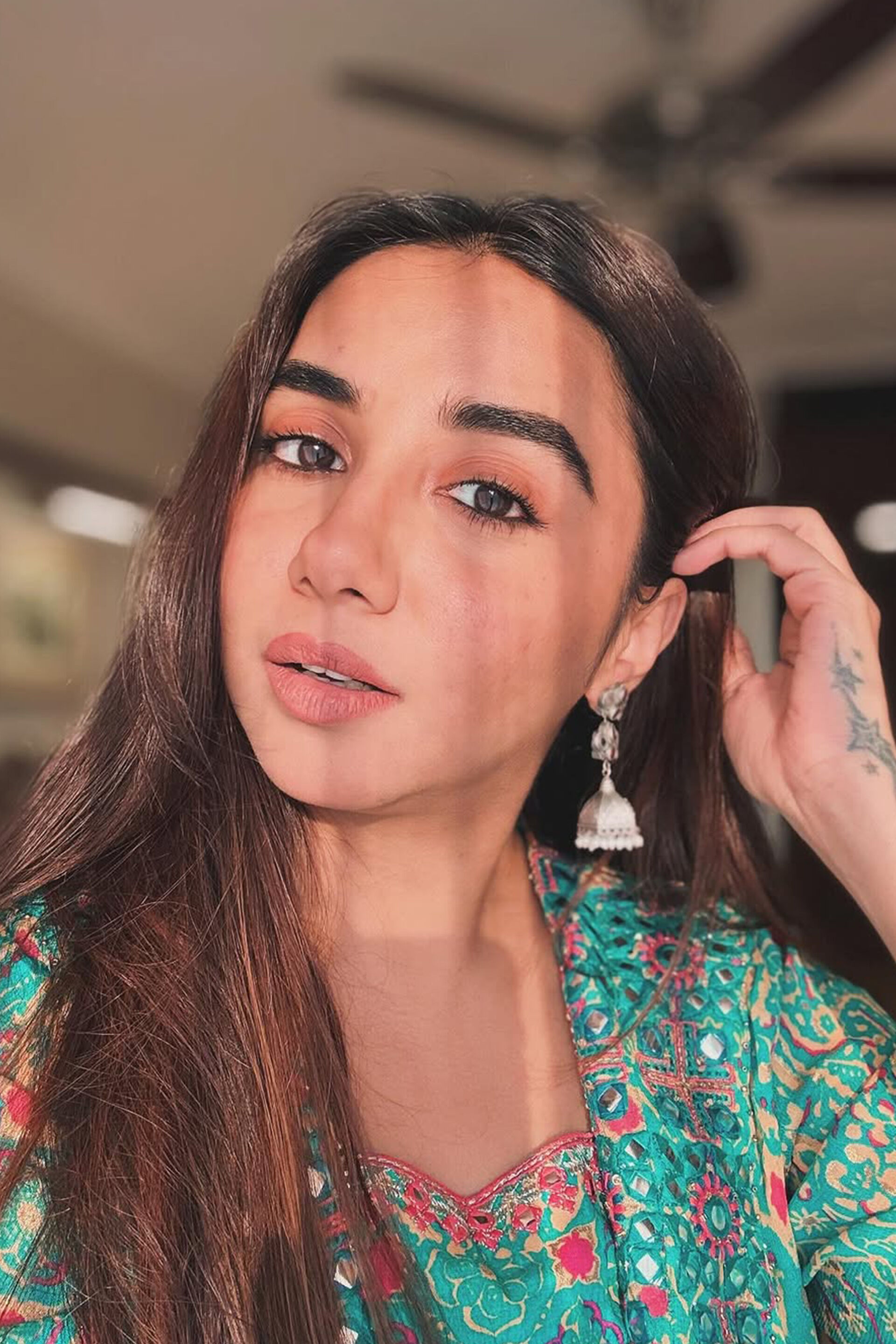 Teal Festive Crop Top Co-ord, Teal, image 2